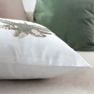 coussin déhoussable en coton recyclé et imprimé - Blanc