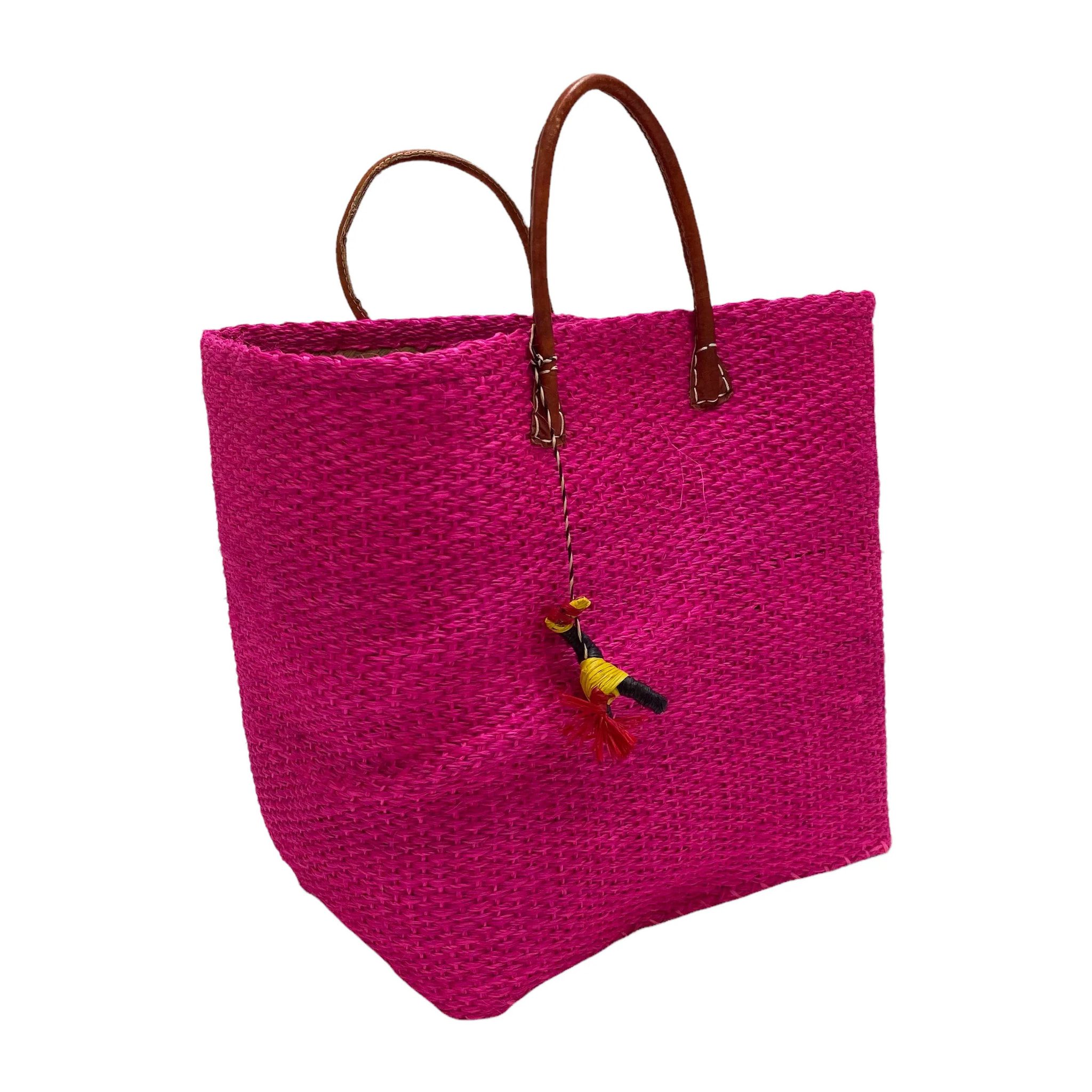 Panier artisanal de Madagascar - Tana GM Fuchsia