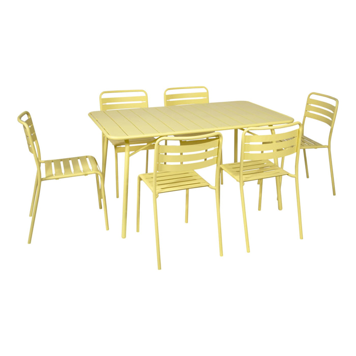 Table de jardin pliante métal + 6 assises AMÉLIA