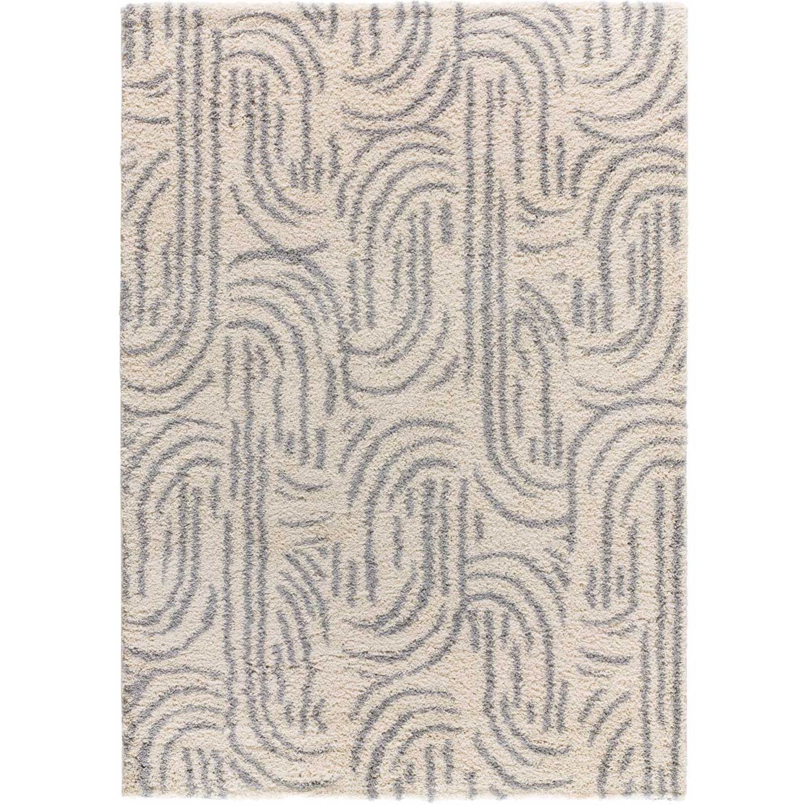 HELIA Alfombra shaggy de estilo escandinavo en beige y gris, varias medidas disponibles