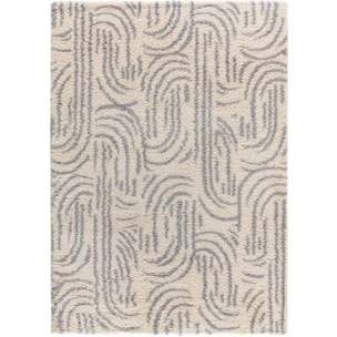 HELIA Alfombra shaggy de estilo escandinavo en beige y gris, varias medidas disponibles