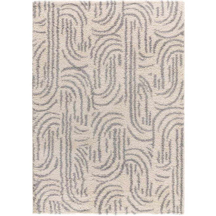 HELIA Alfombra shaggy de estilo escandinavo en beige y gris, varias medidas disponibles