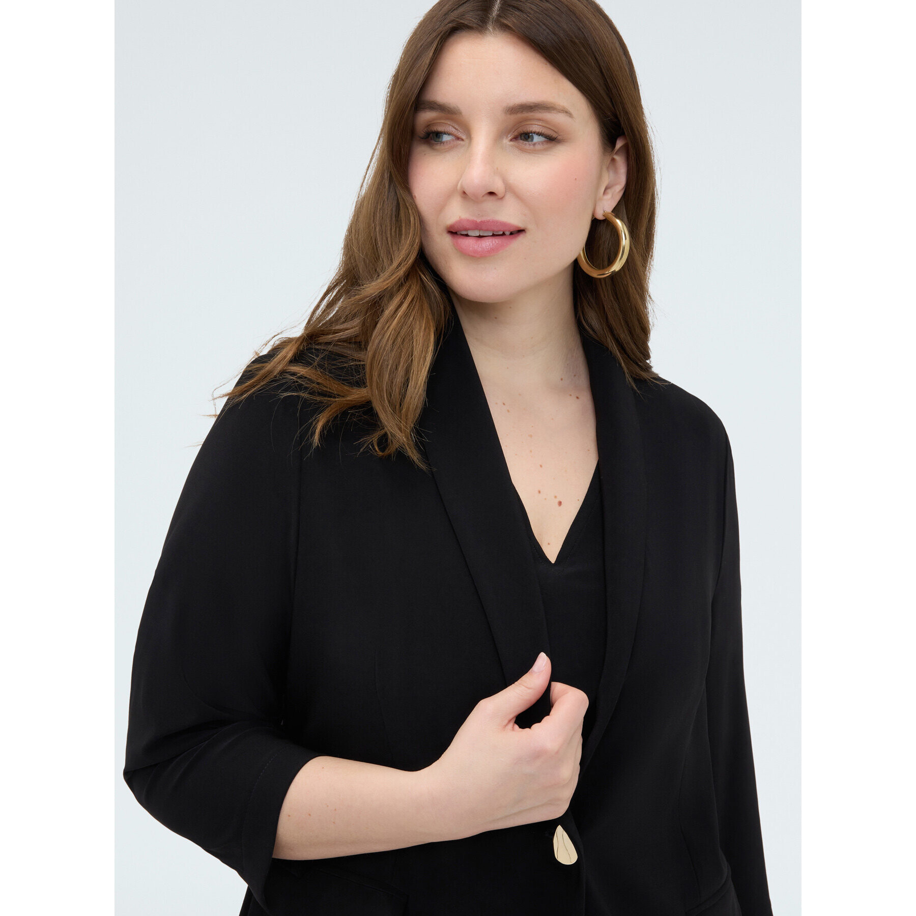 Fiorella Rubino - Blazer in jersey con maniche a tre quarti - Nero