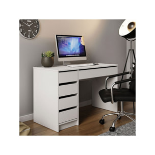 Bureau en bois 5 tiroirs "Malika" - 120 x 75 x 55 cm - Blanc