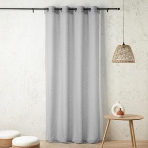 Voilage uni et tamisant en poly/lin - Gris Perle