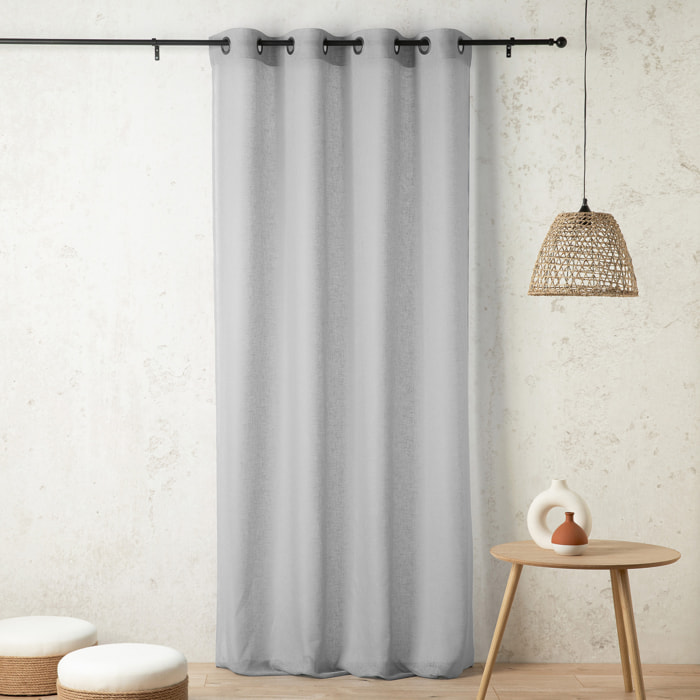 Voilage uni et tamisant en poly/lin - Gris Perle