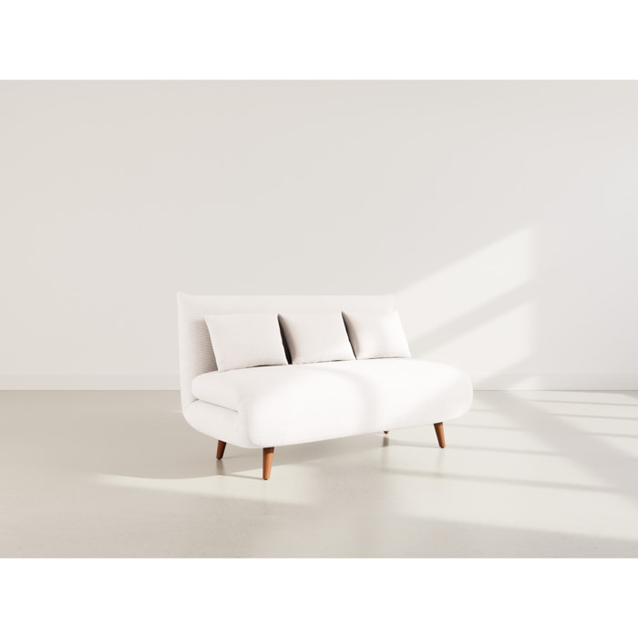 Lumi - Banquette convertible clic-clac 2 places en velours côtelé - Beige