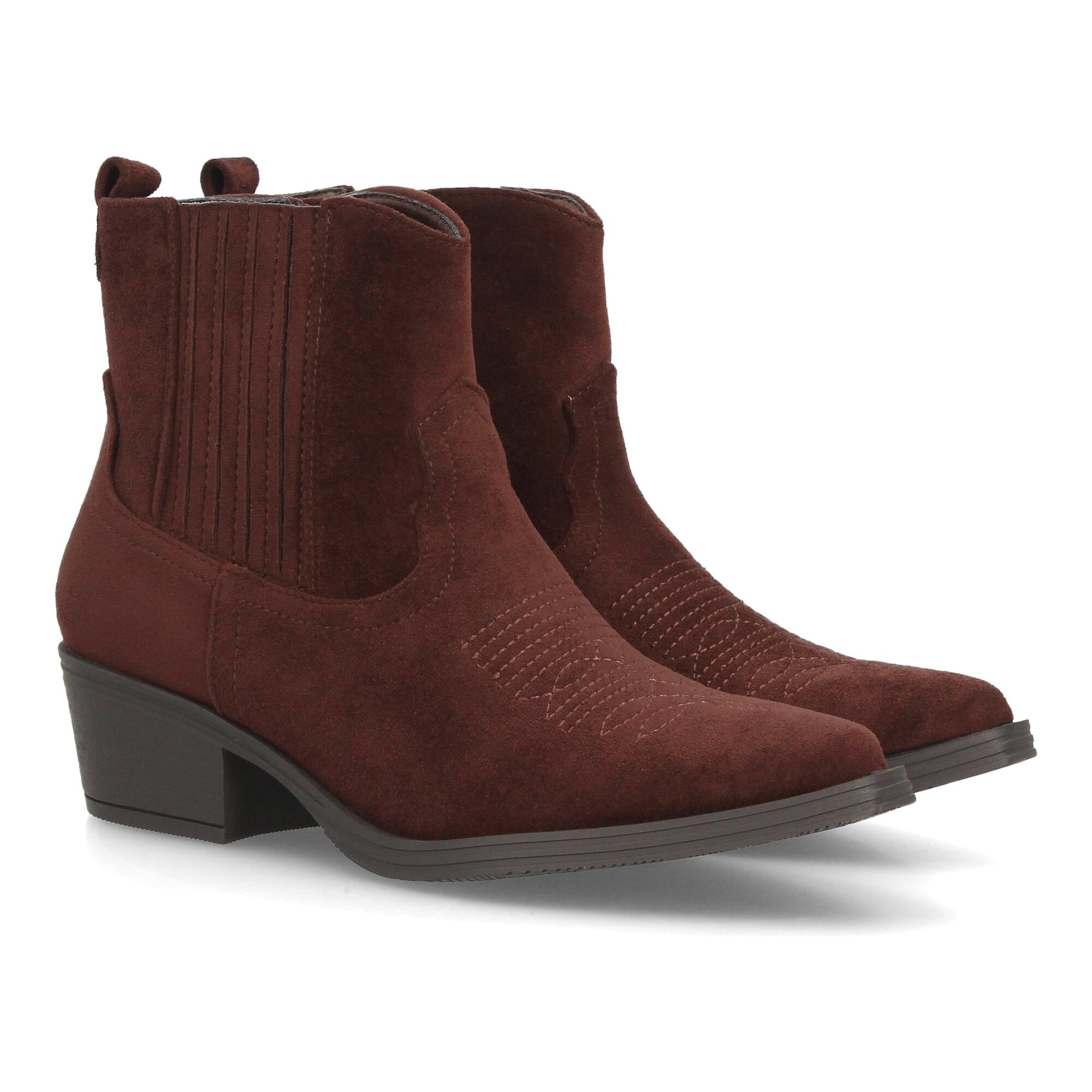 Botines bajos cowboy con bordados y tacónpara mujer