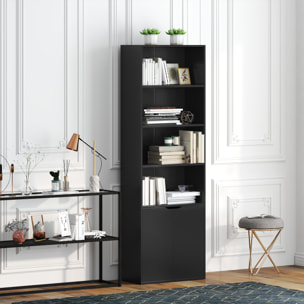 Estantería para Libros de 6 Niveles, Librería con 2 Puertas, 4 Estantes Abiertos, Armario Alto para Salón, Estudio, Oficina, 59x29x180 cm, Negro