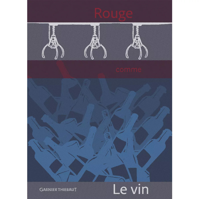 Torchon pur coton motif jacquard bleu gris Rouge comme le vin tricolore