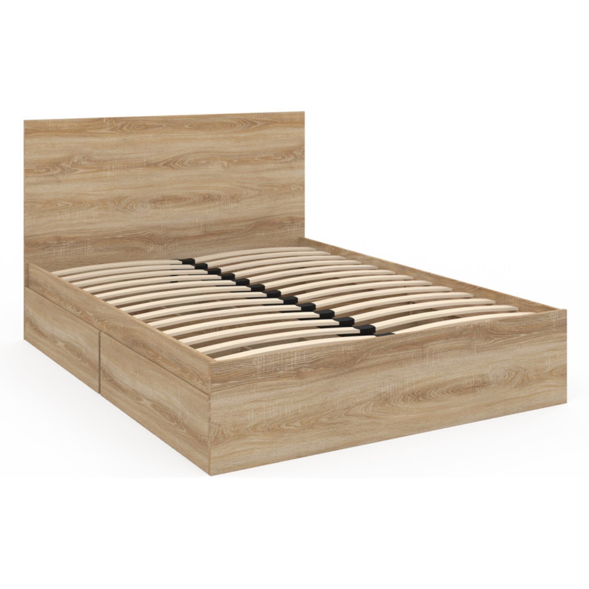 Lit Oklahoma 140x190cm effet hêtre avec tiroirs