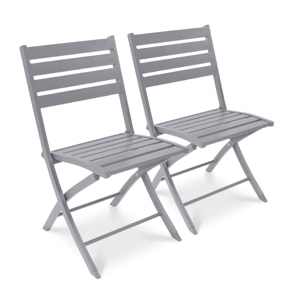 MARIUS - Lot de 2 chaises de jardin en aluminium gris