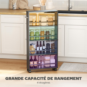 Chariot de rangement 4 niveaux - desserte à roulettes - cuisine ou salle de bain - noir