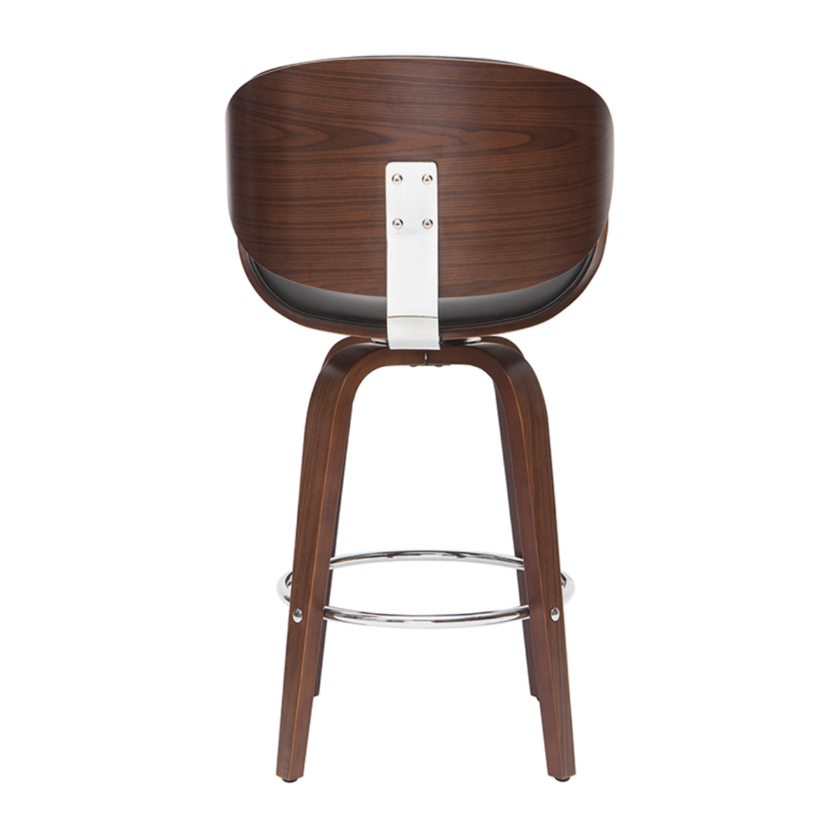 Tabouret de bar pivotant noir et bois foncé H68 cm WALNUT