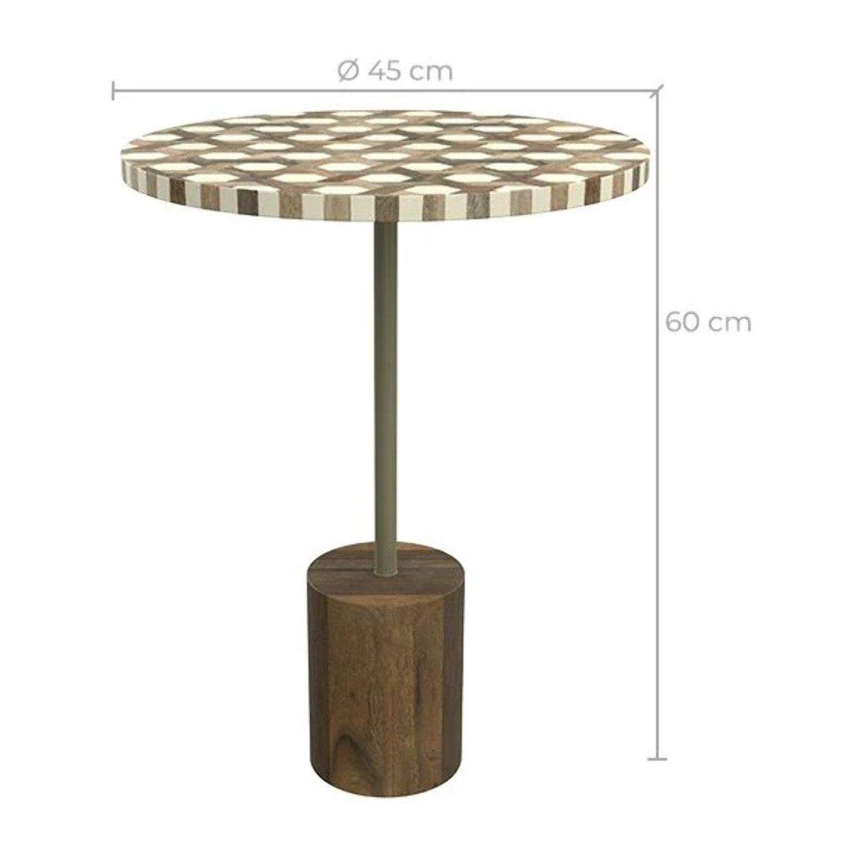 Table d'appoint ronde en bois de manguier et résine  D45 cm - Slimi