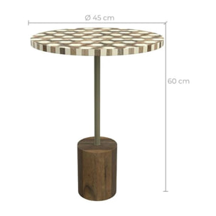 Table d'appoint ronde en bois de manguier et résine  D45 cm - Slimi