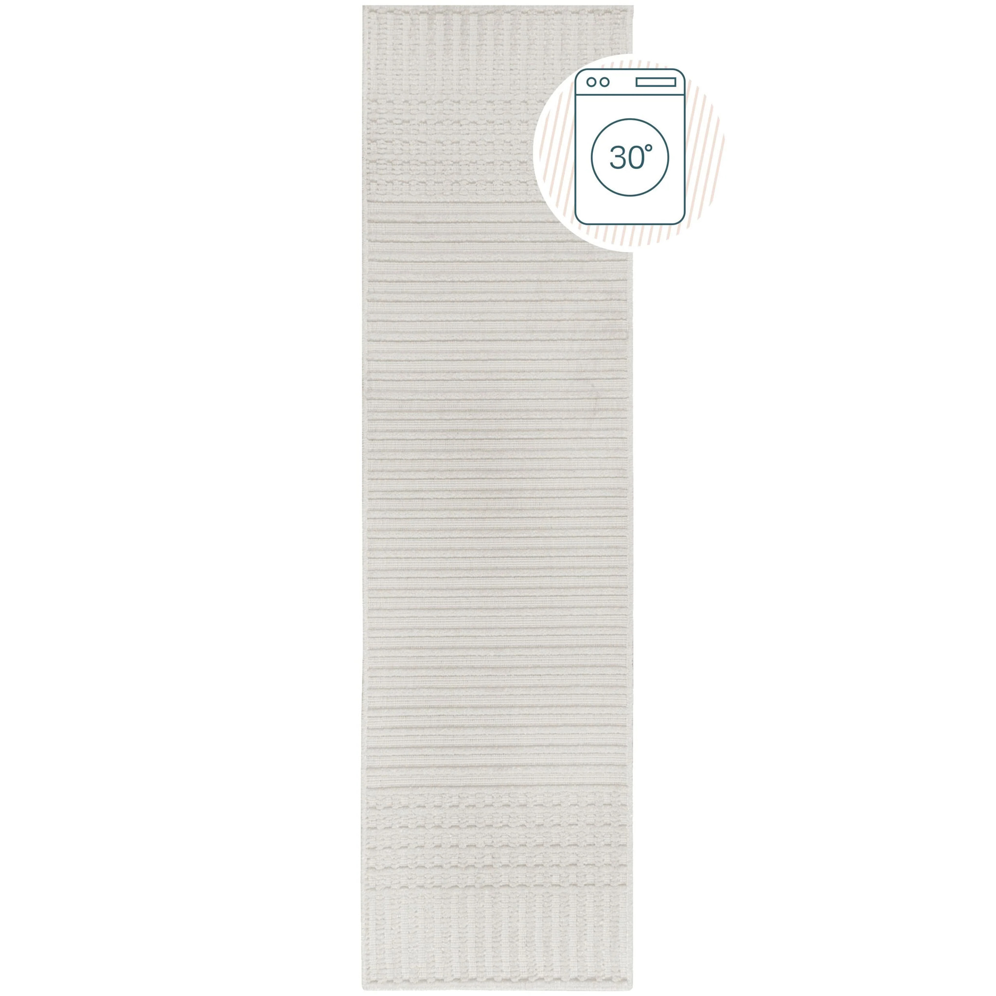 Tapis lavable de couloir ELTON Ivoire