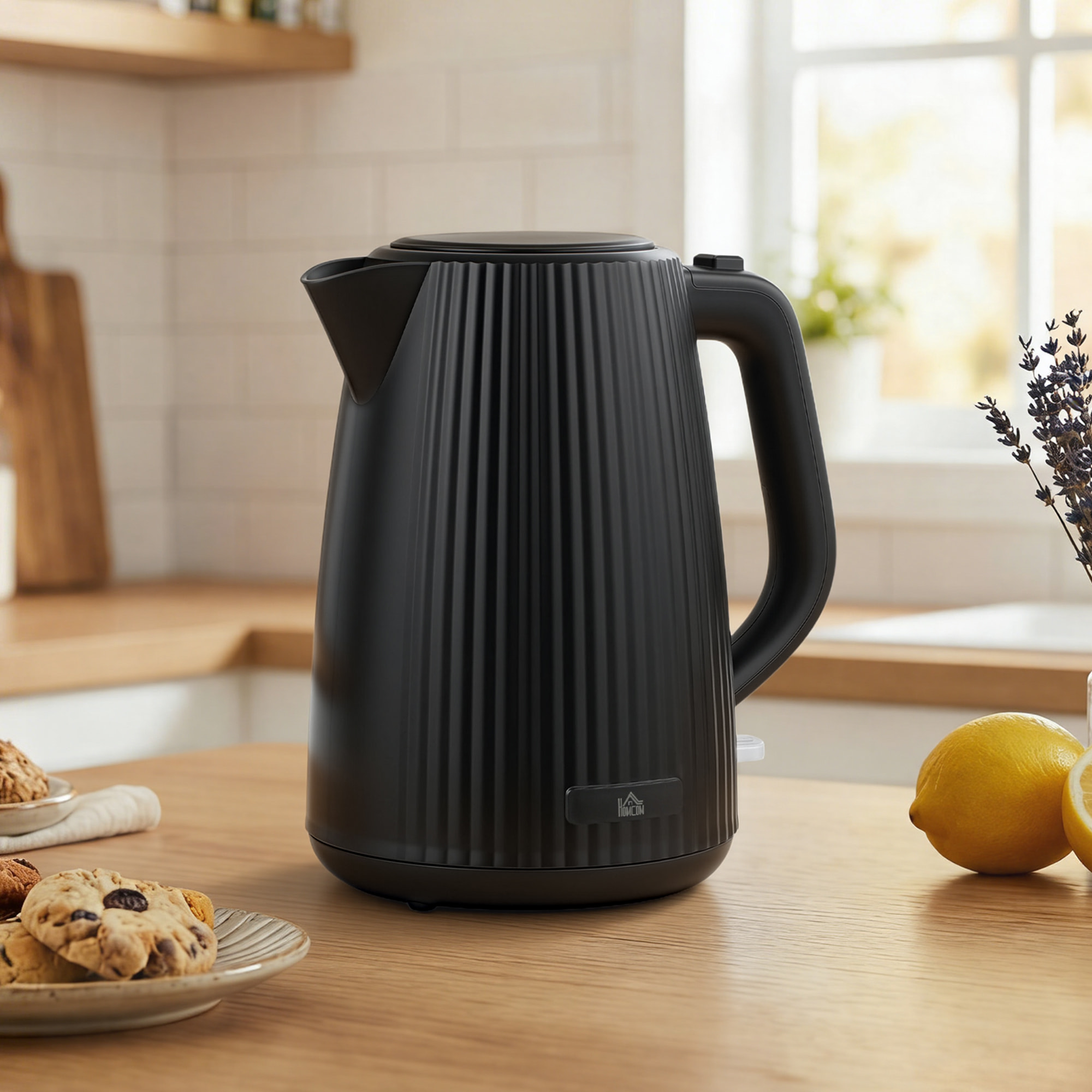 Hervidor de Agua Eléctrico 1,7 L, 2025 W, Calentador de Agua Eléctrico con Apagado Automático, Base Giratoria 360°, Filtro Antical Extraíble, Negro