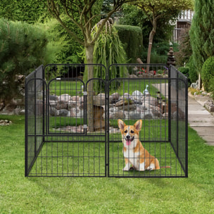 Luxe parc enclos modulable pour chien 8 panneaux porte verrouillable acier époxy noir