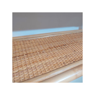 Etagère murale ronde D. 60 cm en rotin naturel avec 2 tablettes - VIVIA
