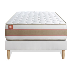 Somier+Colchón Muelles ensacados y espuma viscoelástica - Kit de base de cama - Blanco - Le Délicat