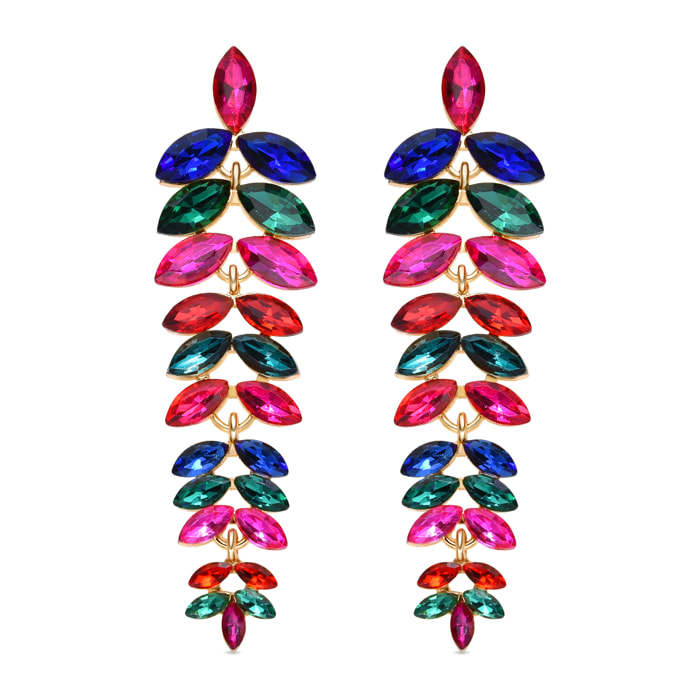 Pendientes de Cristal Multicolor acabado en oro amarillo de 18k