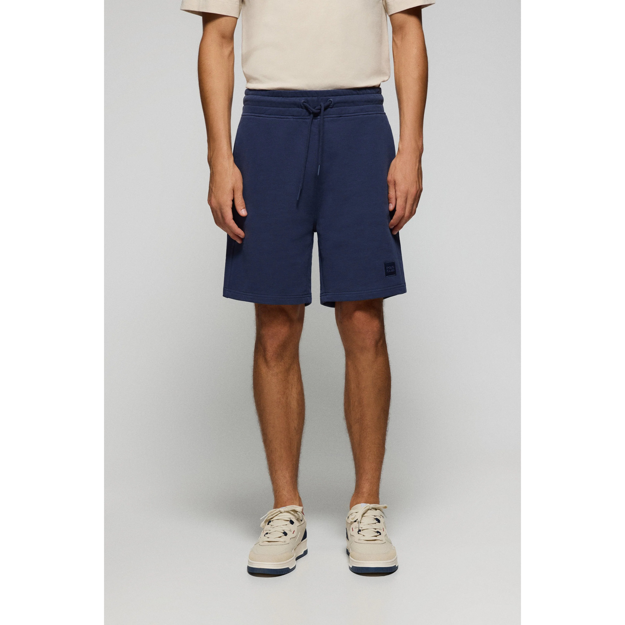 Bermuda Jonas azul marino de algodón y patrón relaxed fit con parche en sarga engomado Polo Club