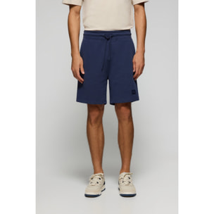 Bermuda Jonas azul marino de algodón y patrón relaxed fit con parche en sarga engomado Polo Club