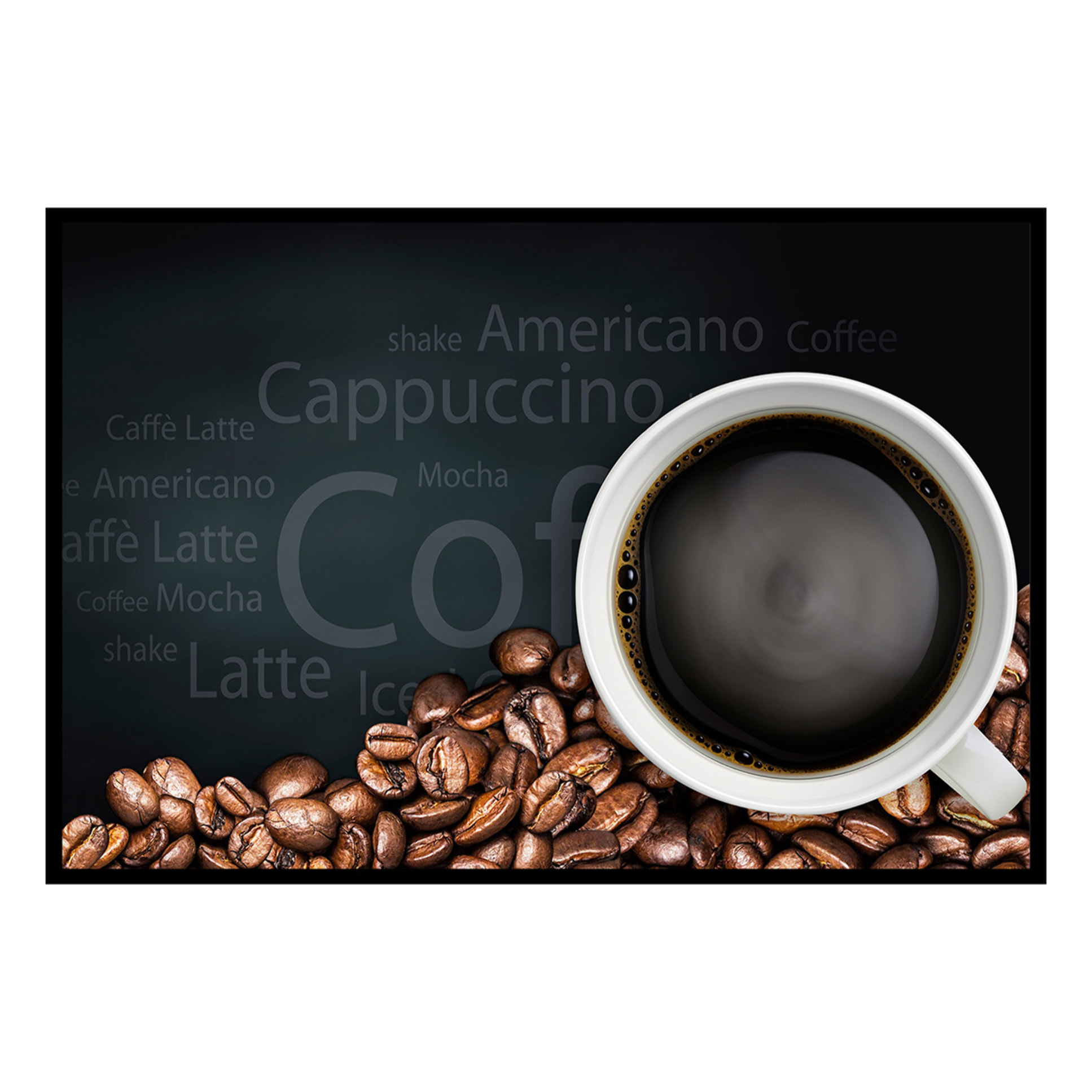 Affiche encadrée tasse de café grains Affiche + cadre en métal - Noir