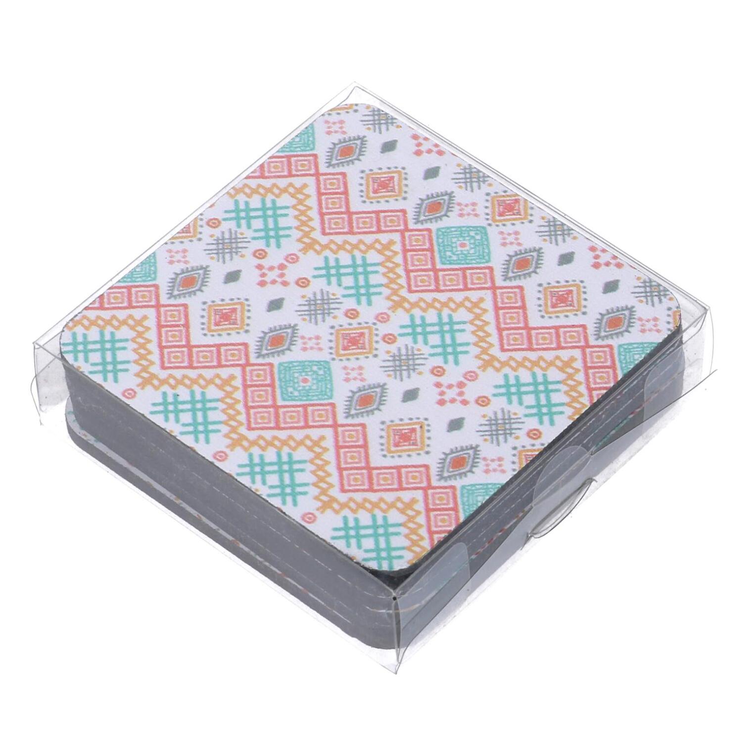 Sottobicchiere in legno confezione da 6 pezzi bianco quadro cm10x10h0,5