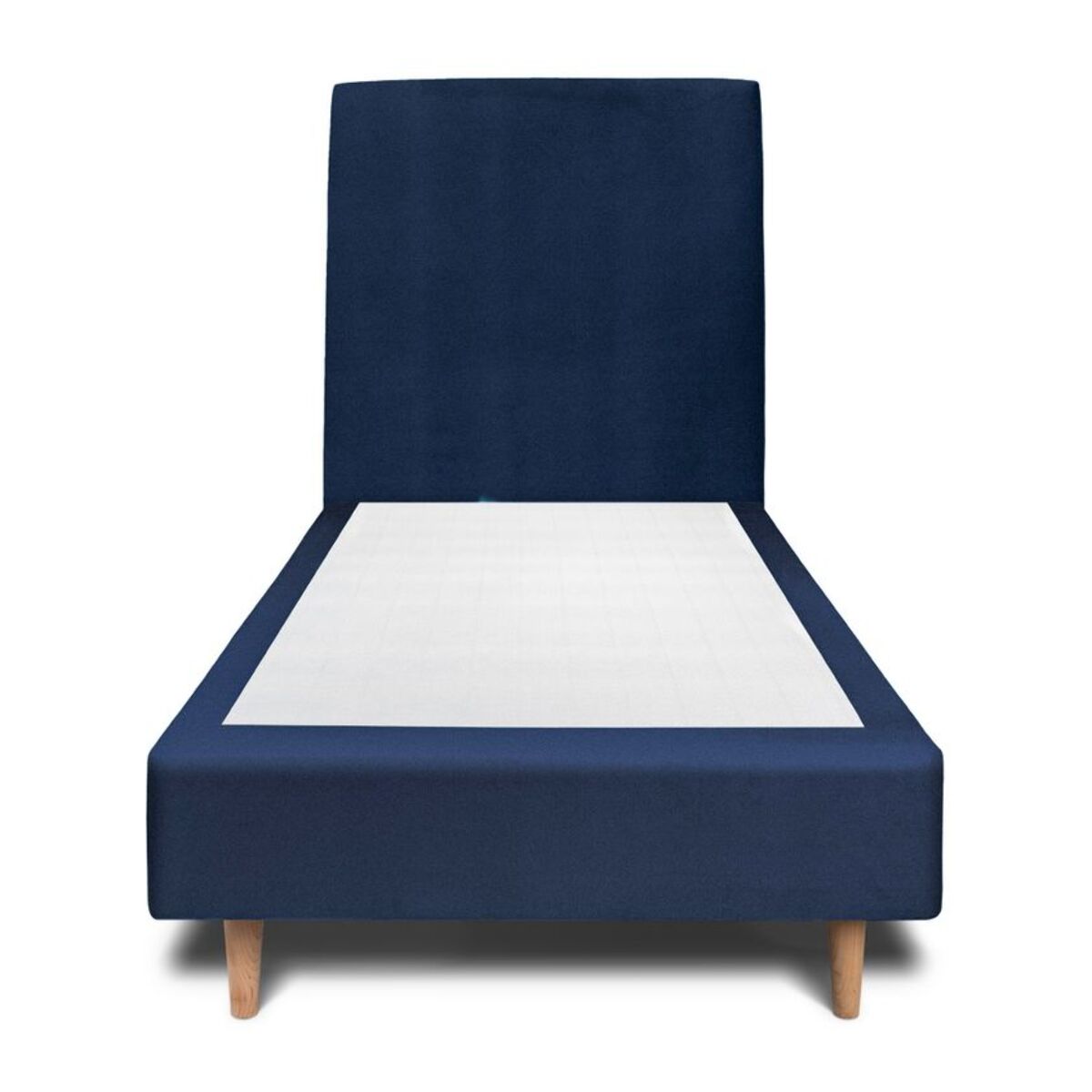 Lit avec tête de lit tapissée velours et sommier tapissier Ep20