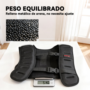 Chaleco Lastrado 5kg, Chaleco Peso Entrenamiento Transpirable, con 2 Correas Ajustables y Bandas Reflectantes, para Entrenamiento de Fuerza, Jogging, Negro