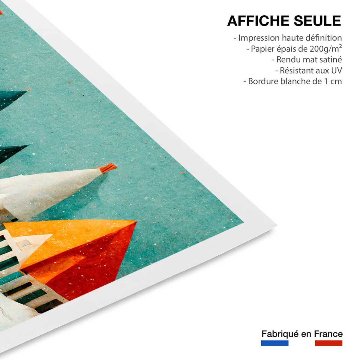 Affiche enfant petit village de neige  Affiche seule