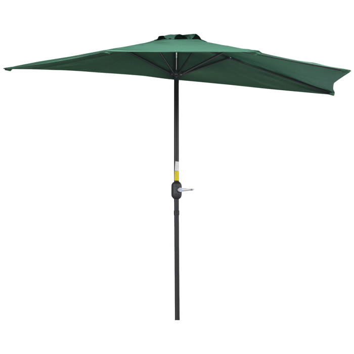 Sombrilla Parasol Jardín con Manivela Semicircular Exterior 269x138x236 cm Verde