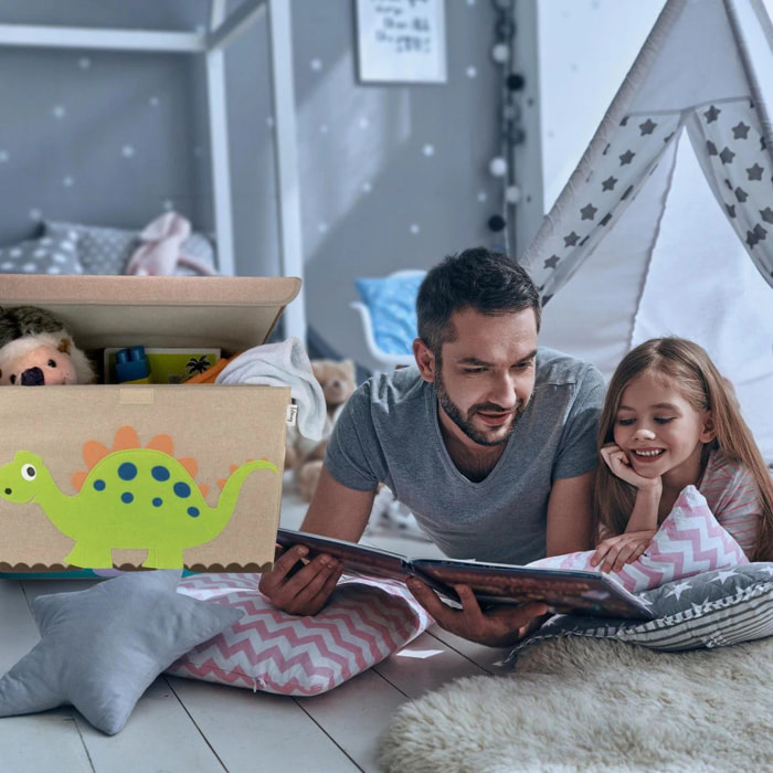 Boîte de rangement en tissu pour enfant Dinosaure Stégosaure avec couvercle Lifeney