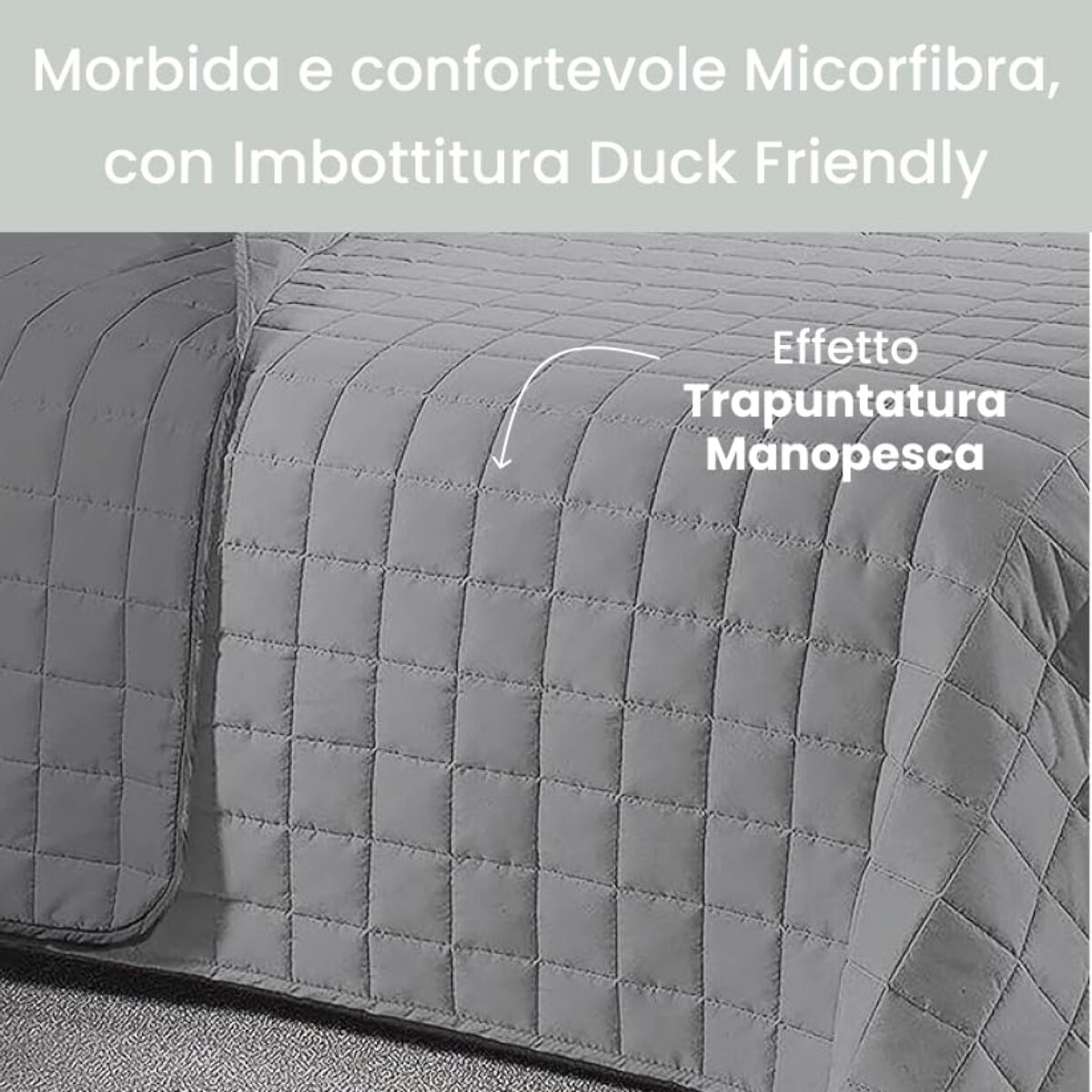 INTRECCI Copriletto Singolo Estivo, Trapunta Singola Estiva, 170x260 cm, Coperta Estiva, anche Primaverile, Double Face, Moderna, Leggera, Elegante. Colore: Grigio/Antracite