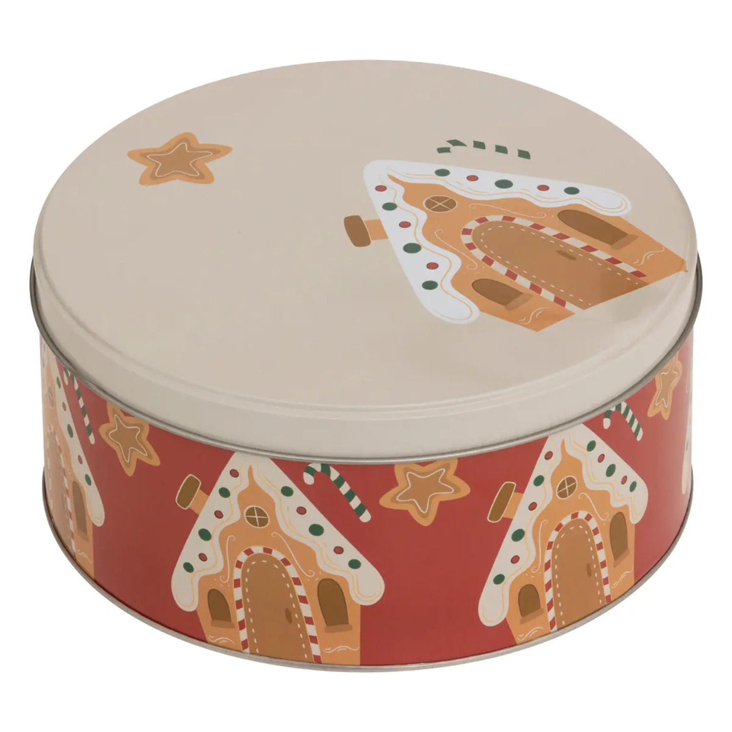 Boîte de conservation Noël 2,4L rond en métal