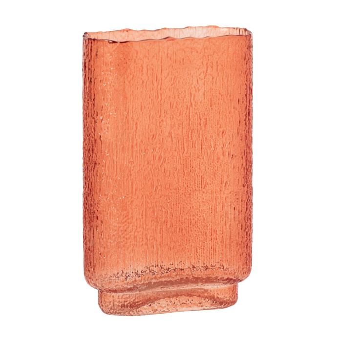 J-Line Vase Opaque Rectangle Relief Verre Orange Large