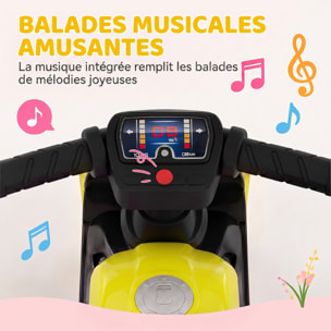 Draisienne moto de course larges roues effets sonores jaune vert