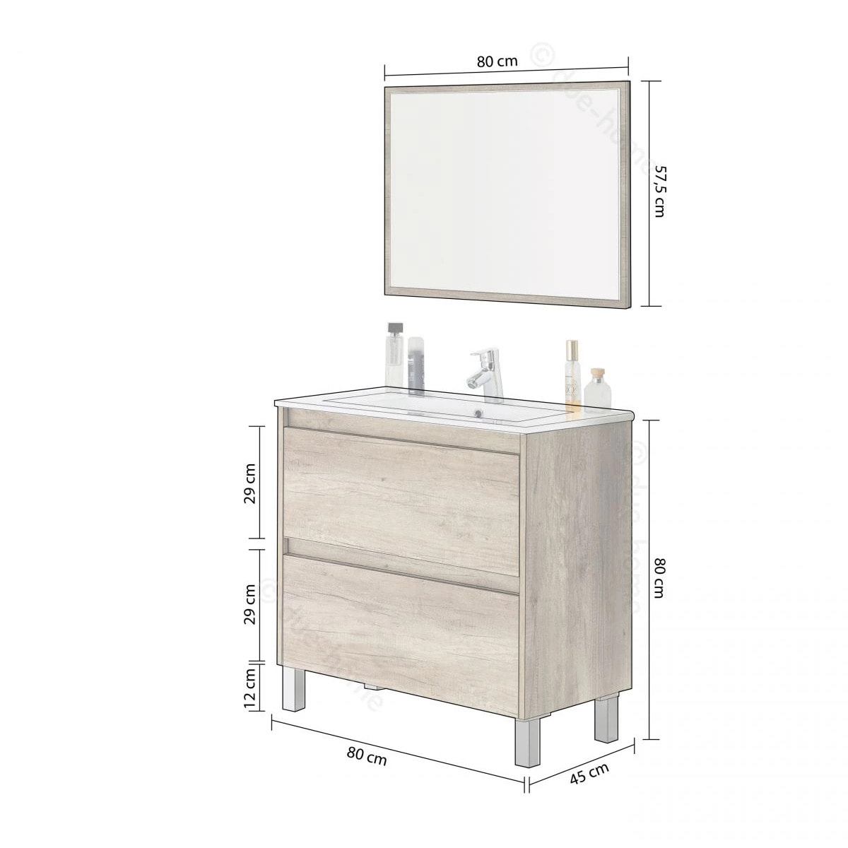 Mueble de baño con espejo Thai 2 cajones Nordik