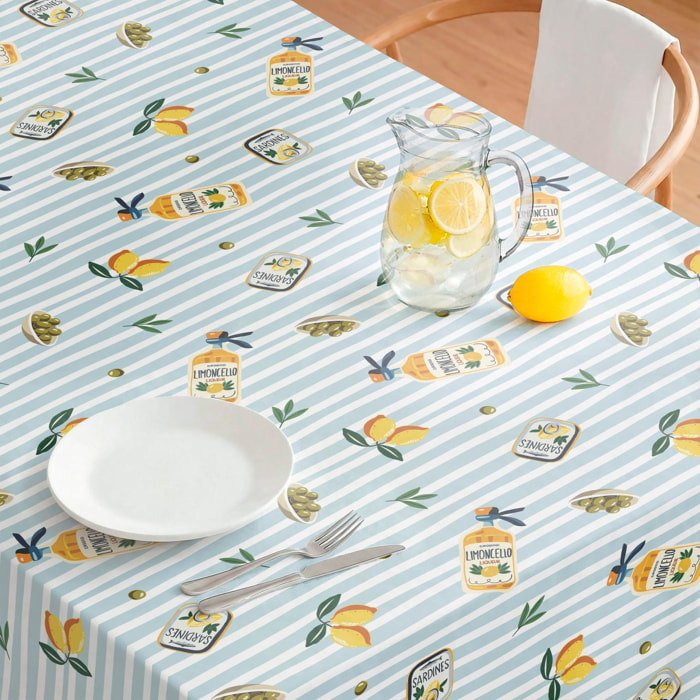 Nappe anti-taches LIMONCELLO BLEU - enduite
