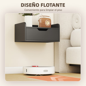 Set de 2 Mesillas de Noche de Pared Mesitas de Noche Flotantes con 1 Cajón para Dormitorio Habitación Hogar Diseño Sencillo 40x30x19,5 cm Negro