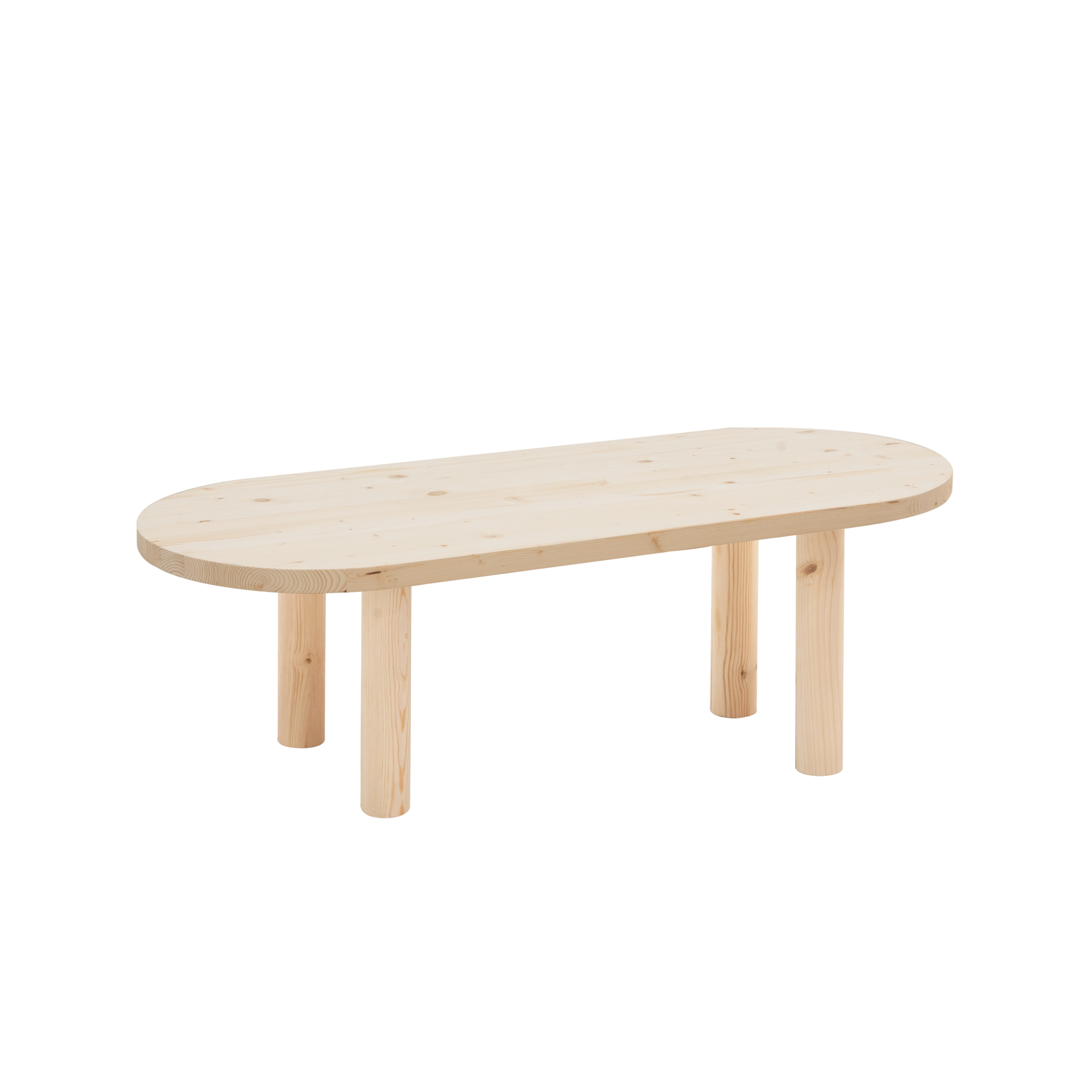 Table basse ovale en bois massif en teinte naturelle de 40x120cm Hauteur: 40 Longueur: 120 Largeur: 50