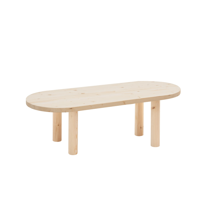 Table basse ovale en bois massif en teinte naturelle de 40x120cm Hauteur: 40 Longueur: 120 Largeur: 50