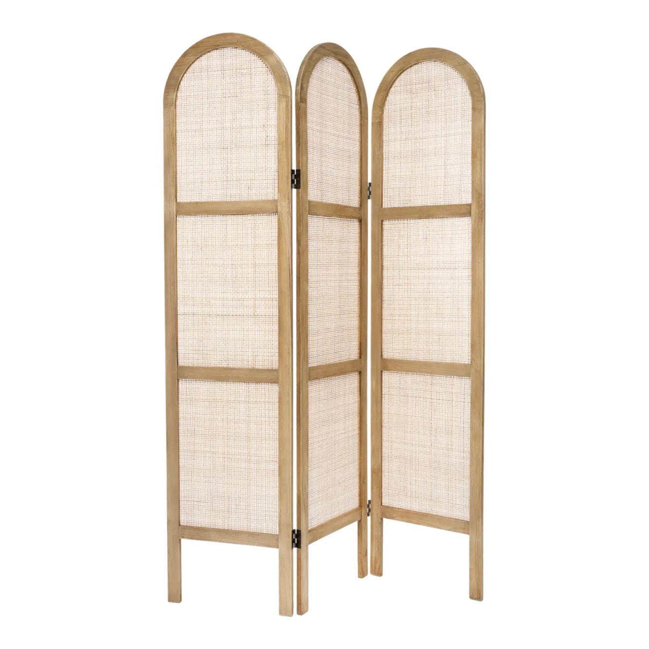 Paravent arrondi "Sana" cannage et rotin H170cm