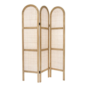 Paravent arrondi "Sana" cannage et rotin H170cm