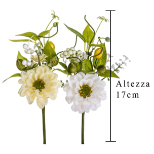 Pick Margherita Con Limoni. Altezza 17 Cm - Pezzi 12 - 10X17X10cm - Colore: Bianco - Bianchi Dino - Fiori Artificiali