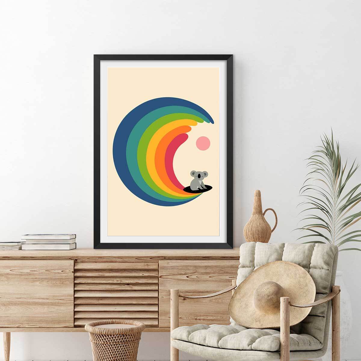 Affiche  surf and koala Affiche sous cadre noir