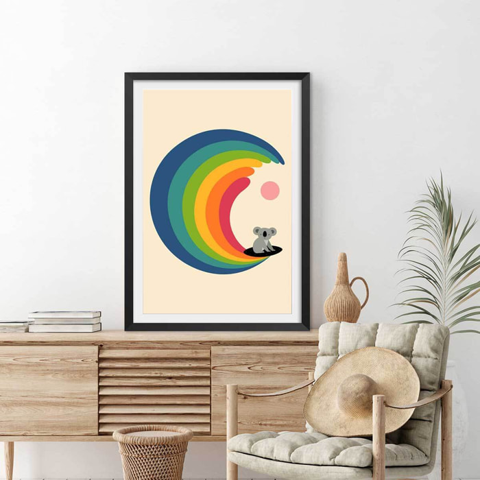 Affiche  surf and koala Affiche sous cadre noir