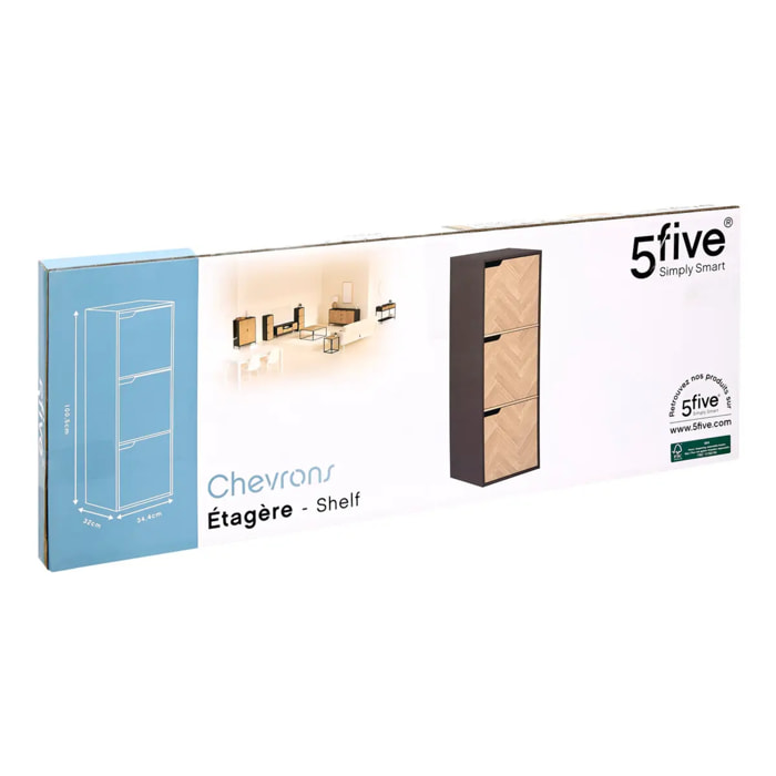 Étagère "Mix'n'door" 3 cases effet bois et noir 34,4x32cm